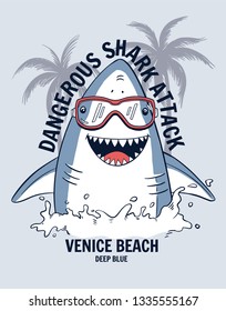 Shark illustration with slogans for t-shirt prints and other uses.