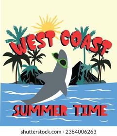 Shark illustration with slogans for t-shirt prints and other uses.