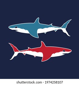 Shark illustration . T shirt graphics. Print. Vector