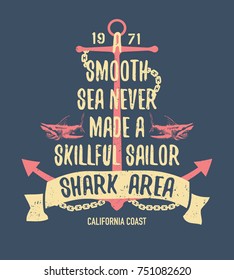 Shark illustration with typo for t shirt and other uses. Vector illustration.