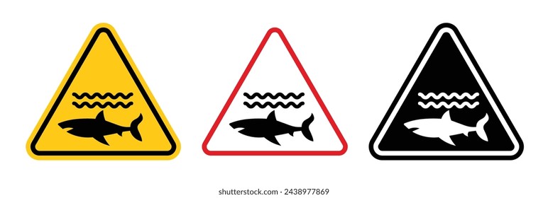 Shark Infestation Danger Zone. Great White Shark Caution Sign. Sea Predator Warning