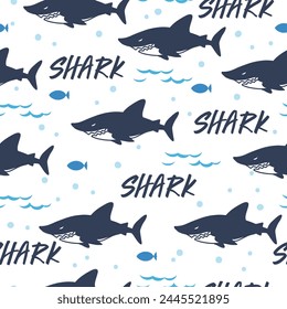 Shark Infested Waters Sinister Sharks and Waves can be use for background and apparel design