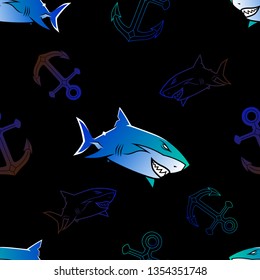 Shark Isolated Gradinent Line Pettern