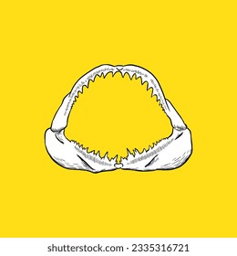 Shark Jawbone. Vector and Illustrator. Hand Draw.