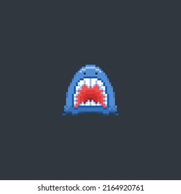 Shark Jaws In Pixel Art Style