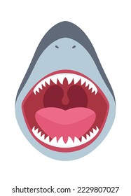 Shark jaws with sharp teeth flat icon Animal mouth