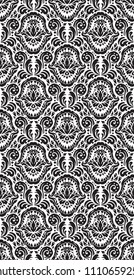 shark jaws and teeth damask style seamless pattern black with white background 