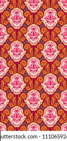 shark jaws and teeth damask style seamless pattern red and pink most color background 
