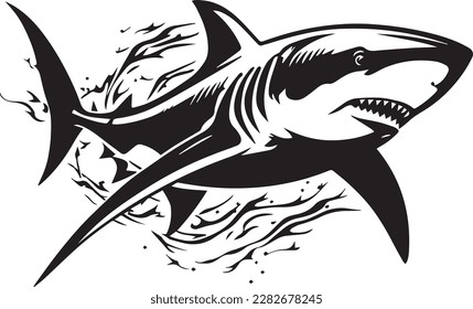Shark Jumping Black Color Logo 