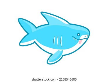 Shark in kawaii style. Limited color vector design.