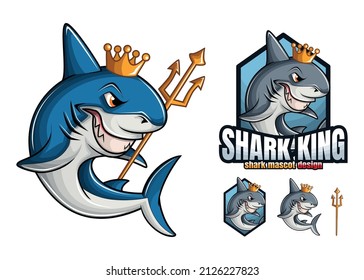 Shark King Mascot Cartoon Character