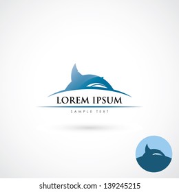 Shark label - vector illustration