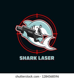 Tiburón con pistola láser en el signo objetivo