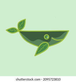 shark and leaf logos that blend together naturally in vector format