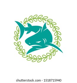 Shark Leaf Rotation logo design vector isolated illustration