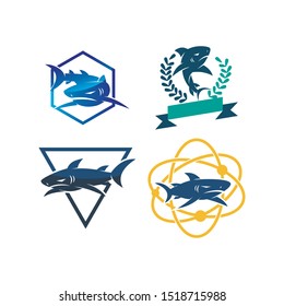 Shark Leaf Technology Triangle logo design vector set