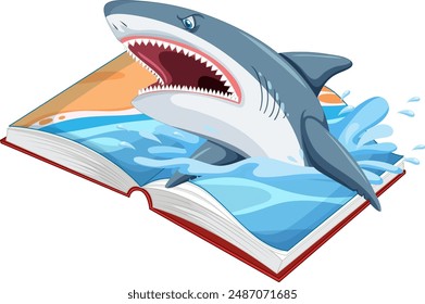 A shark leaping out of a book