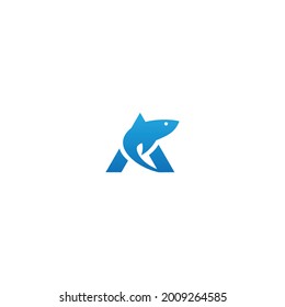 shark letter A logo design. logo template