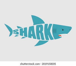 Shark lettering sign. text fish symbol. vector illustration