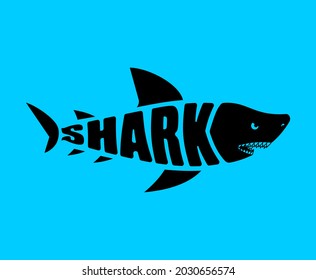 Shark lettering sign. text fish symbol. vector illustration