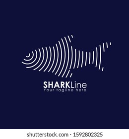 Shark line art logo vector design template. Animal Technology Logo Element
