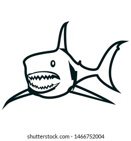 Shark line art vector illustration. Shark simple outline design