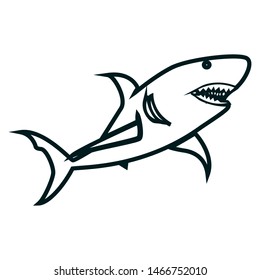 Shark line art vector illustration. Shark simple outline design