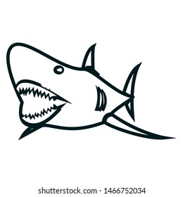 Shark line art vector illustration. Shark simple outline design