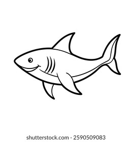shark line art vector on white background