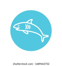Hai-Line-Block-Stil Symbol Design Sea Life Ökosystem Fauna Ozean Unterwasser-Natur Marine tropische Vektorillustration Illustration