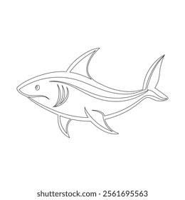 Shark Line Drawing Ilustration.Modern Shark Line Drawing Illustration