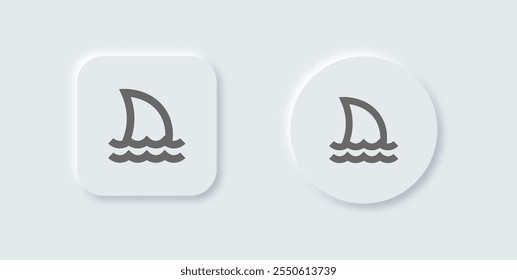 Shark line icon in neomorphic design style. Fish signs vector illustration.
