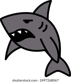 A shark in line icon style