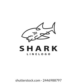 Shark line logo design vector illustration