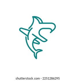 Shark Line Modern Logo Design