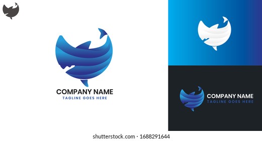 Logotipo de tiburón: todos los elementos de esta plantilla se pueden editar con software vectorial
