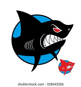 Shark logo. Angry fish in circle. Vector for sports team or club.
