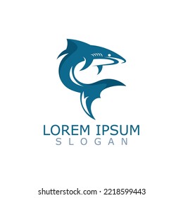 Shark Logo animal sea design icon vector silhouette template