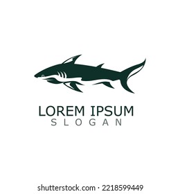 Shark Logo animal sea design icon vector silhouette template