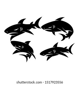 Shark logo badge design vector set illustration concept template
