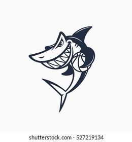Shark logo for a basketball team. Vector illustration.