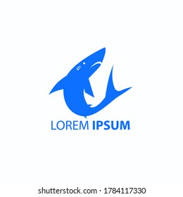 the shark logo is blue for the template. simple shark logo.