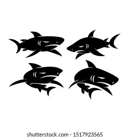 Shark logo character design vector set modern illustration