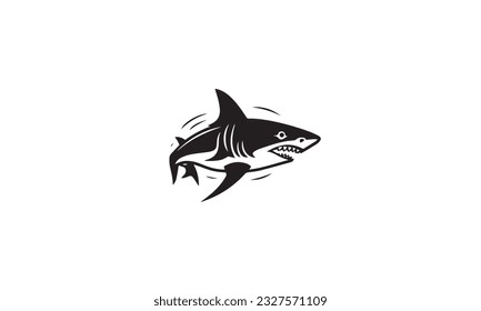 shark logo design black simple flat icon on white background