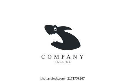 Shark logo design concept illustration. Aggressive powerful shark head vector icon
