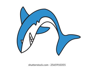 shark logo design in the shape of the letter A in blue, suitable for e-sports brands