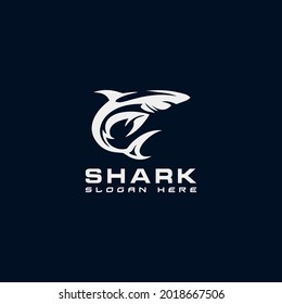 Shark Logo Design Vector Dark Background Stock Vector (Royalty Free ...