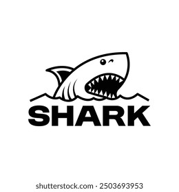 Shark logo icon. Outline vector illustration