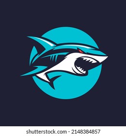 shark logo illustration looks aggressive and brave