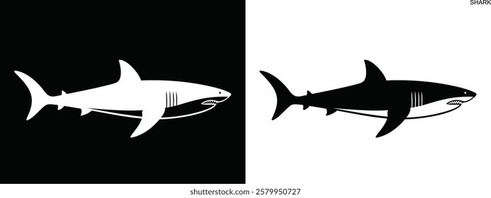 Shark logo. Isolated shark on white background
